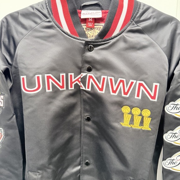 UNKNWN X Mitchell and Ness X Miami HEAT My Towns Black Satin Jacket Size M NWT - Picture 5 of 13